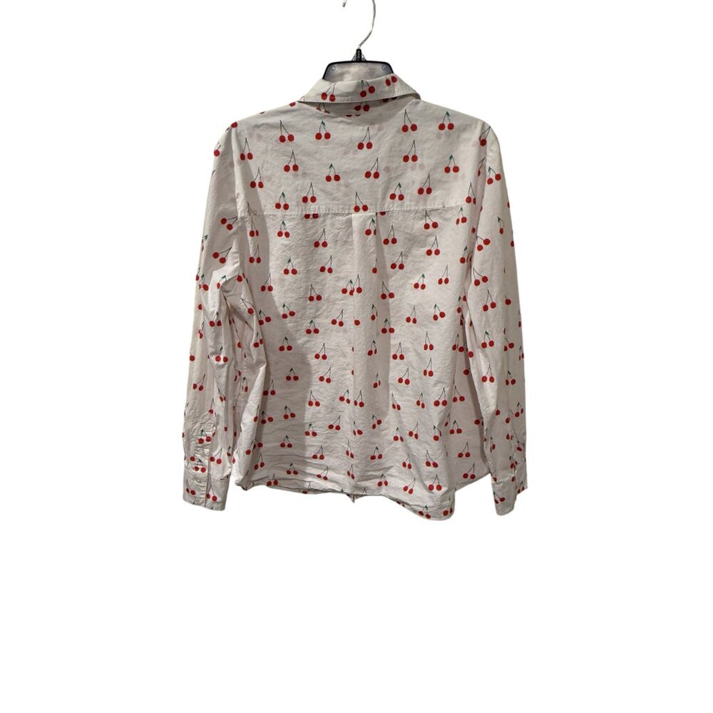 Boden White Button-Up Long Sleeve Shirt With Red Cherry Print Womens US Sz 16/18 - Picture 4 of 5